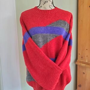 Vintage Peruvian Alpaca Wool Sweater 80s Colorblock